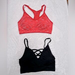 Bundle of women’s sports bras racerback black hot pink orange